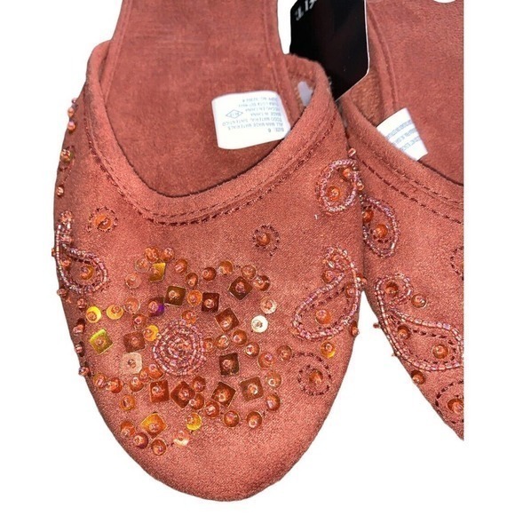 Vintage 90s Y2K Embellished Slide Sandals Size 6 Brown Clay NWT! Mixit - Picture 3 of 5